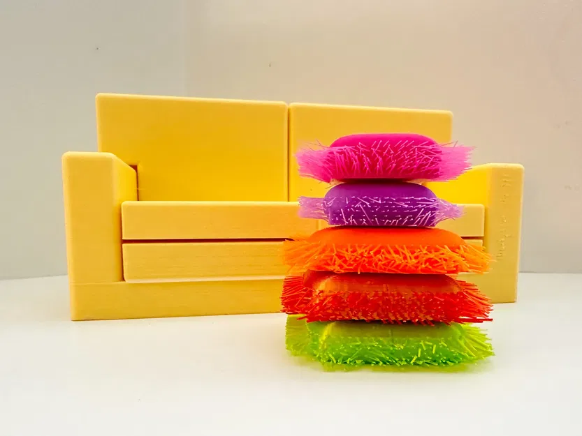 Sofa giường gập với gối trang trí cho nhà búp bê - Image 6