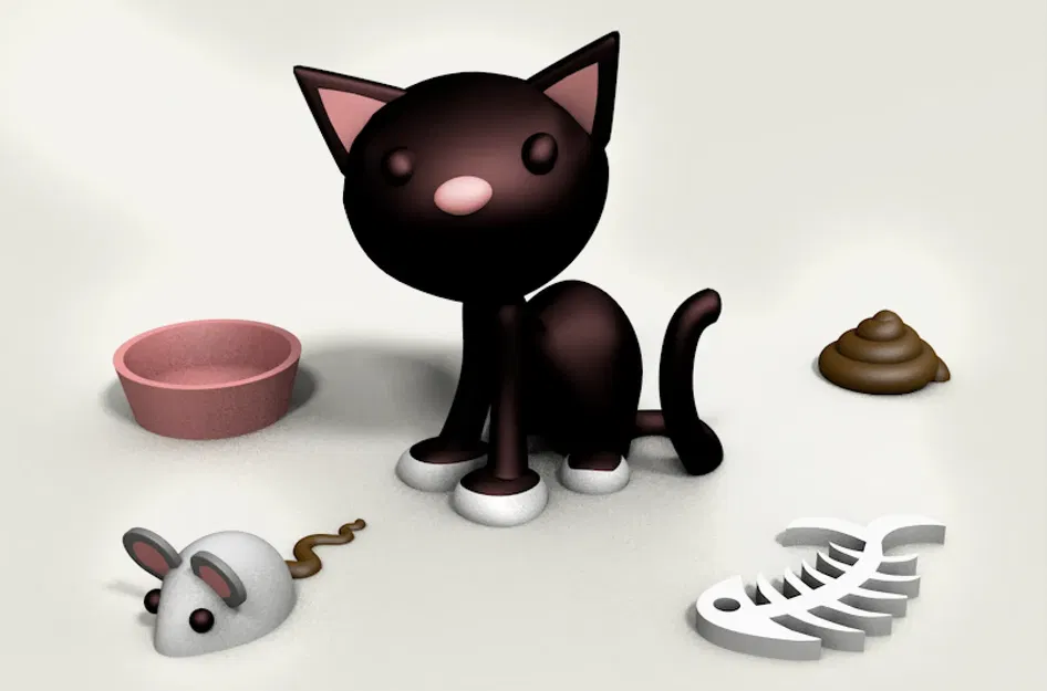 Mèo dễ thương và phụ kiện cho ngôi nhà búp bê - Image 1