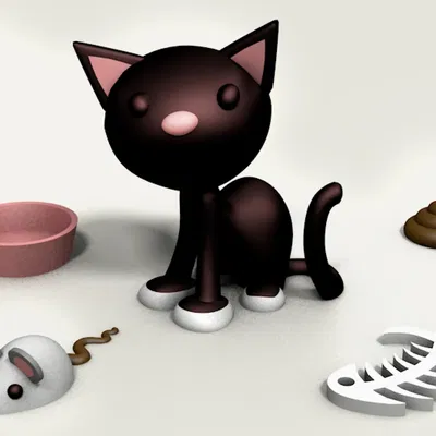 Mèo dễ thương và phụ kiện cho ngôi nhà búp bê