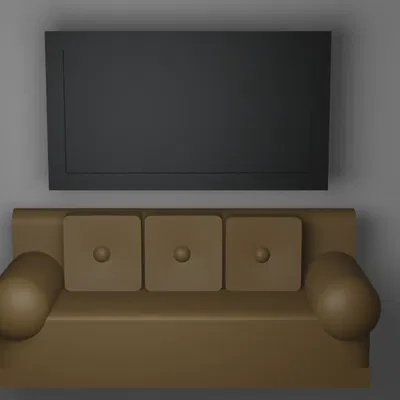 Ghế sofa và TV treo tường cho ngôi nhà búp bê