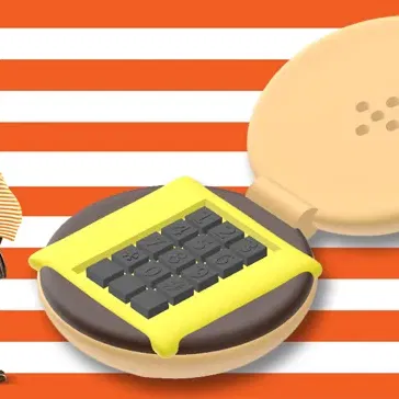 Điện thoại bánh hamburger trong nhà búp bê