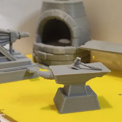 Xưởng rèn phong cách hoạt hình với mô hình nội thất và công...