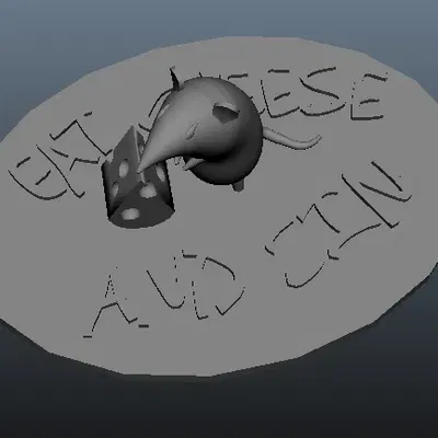 Chuột siêu phong cách thưởng thức phô mai trên nền tảng nhỏ