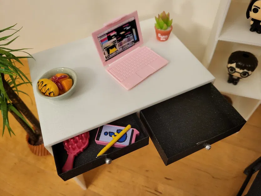 Bàn văn phòng và ghế đẩu cho búp bê tỉ lệ 1/6 - Image 2