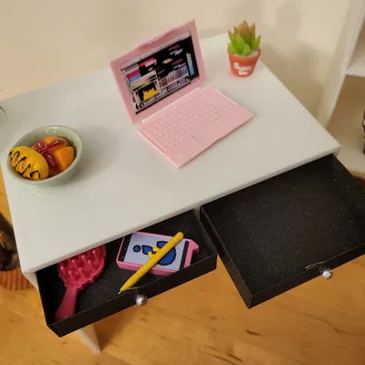 Bàn văn phòng và ghế đẩu cho búp bê tỉ lệ 1/6