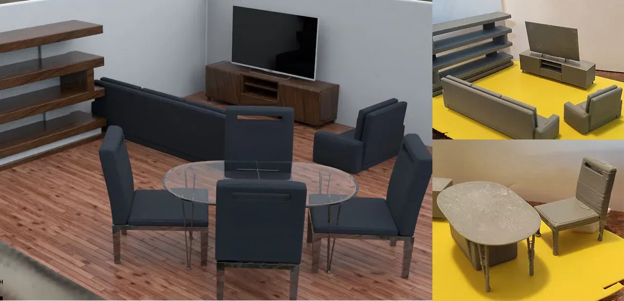 Nội thất phòng khách hiện đại cho nhà búp bê - Image 1