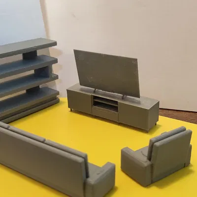 Nội thất phòng khách hiện đại cho nhà búp bê