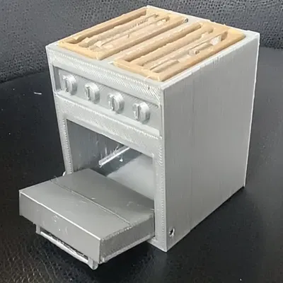 Nhà bếp trong ngôi nhà búp bê với cửa lò hoạt động