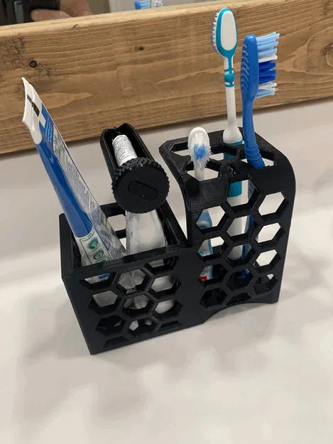 Giá đỡ bàn chải đánh răng tổ ong với ngăn bên cạnh - Image 1