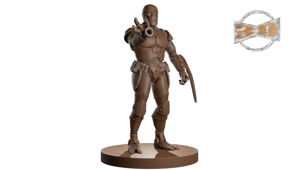 Nhân vật Warforged Artificer với súng tay và lưỡi kiếm - Image 1