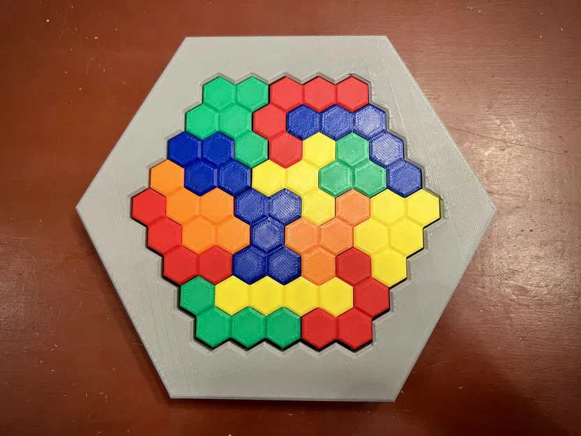 Câu đố não hình lục giác với bảng ghép và 14 mảnh ghép - Image 1