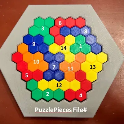Câu đố não hình lục giác với bảng ghép và 14 mảnh ghép