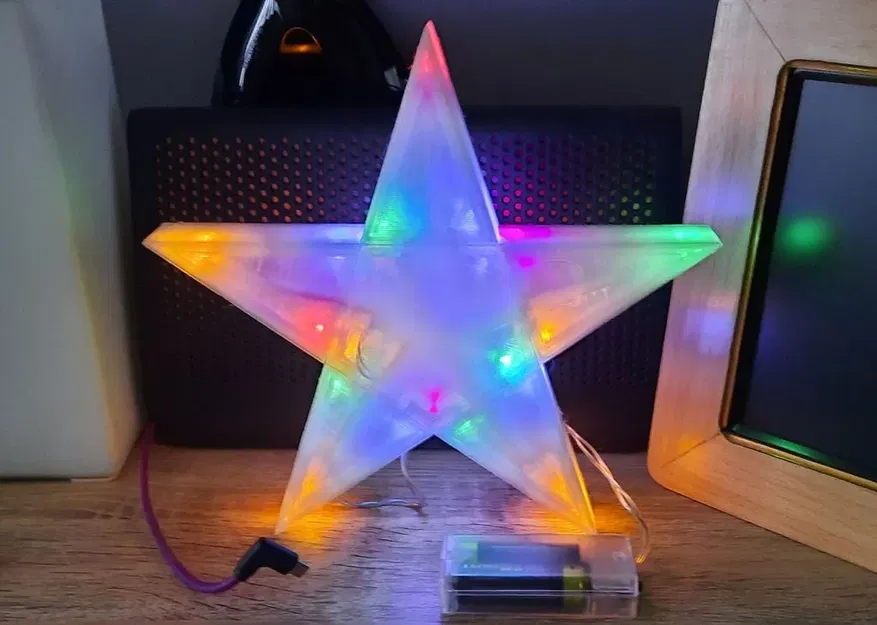 Ngôi sao Giáng sinh 5 điểm phân đoạn với đế LED - Image 1