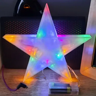 Ngôi sao Giáng sinh 5 điểm phân đoạn với đế LED