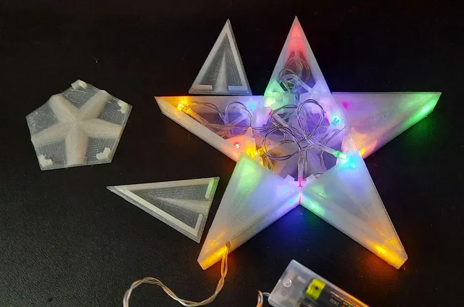 Ngôi sao Giáng sinh 5 điểm phân đoạn với đế LED - Image 4