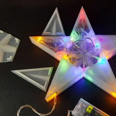 Ngôi sao Giáng sinh 5 điểm phân đoạn với đế LED