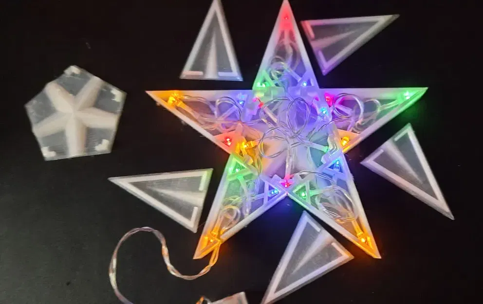 Ngôi sao Giáng sinh 5 điểm phân đoạn với đế LED - Image 5