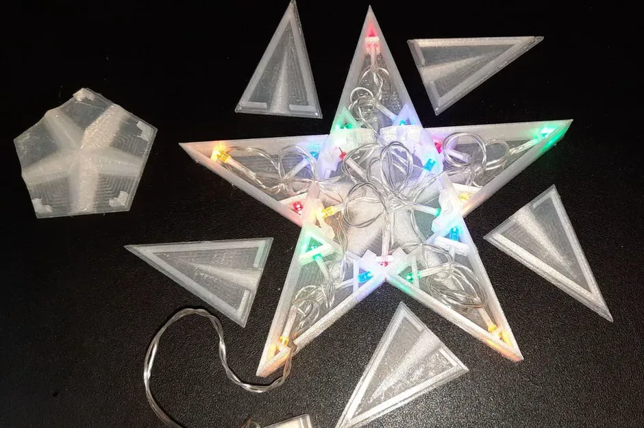 Ngôi sao Giáng sinh 5 điểm phân đoạn với đế LED - Image 6