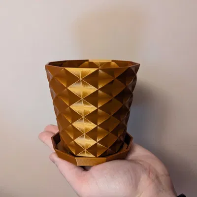 Chậu hoa nhỏ đơn giản có lỗ thoát nước và khay hứng nước