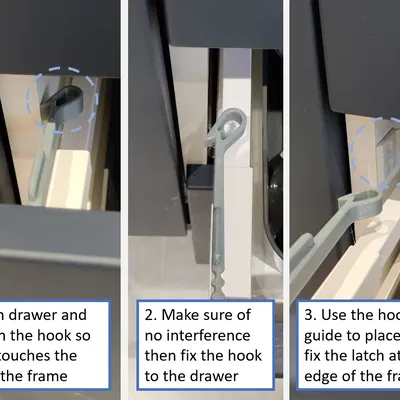 Khóa an toàn cho ngăn kéo - Móc và chốt