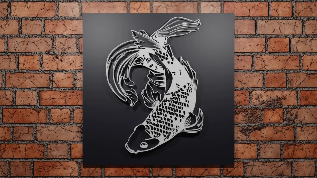 Trang trí tường hình cá koi nghệ thuật - Image 1