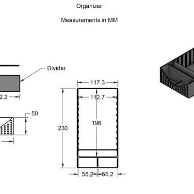 Bộ tổ chức với ngăn chia điều chỉnh linh hoạt