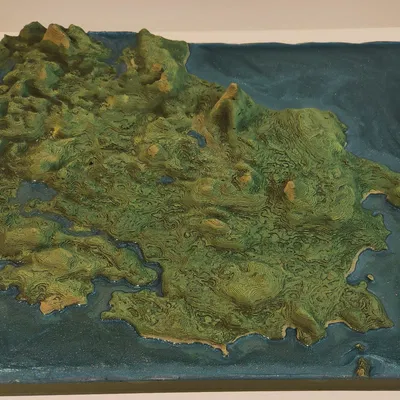 Bản đồ địa hình Victoria, BC với độ cao được mở rộng