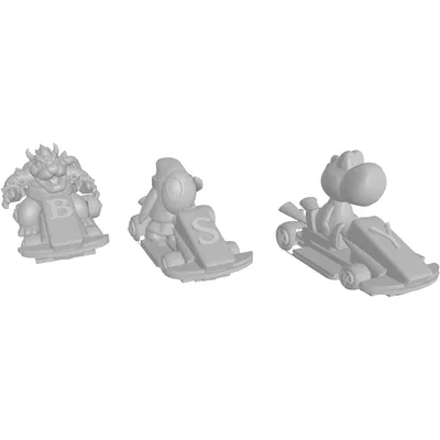 Mô hình Bowser, Shy Guy và Yoshi trong Mario Kart