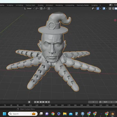 Bạch tuộc đá Halloween đội mũ phù thủy