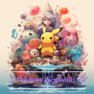 Móc khóa Pokemon phiên bản 2 với 5 nhân vật khác nhau