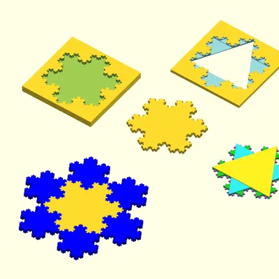 Generator bông tuyết Koch parametric bằng OpenSCAD