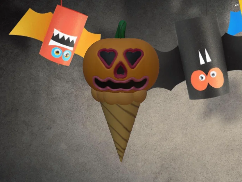 Bánh kem hình bí ngô Halloween trong ốc quế - Image 1