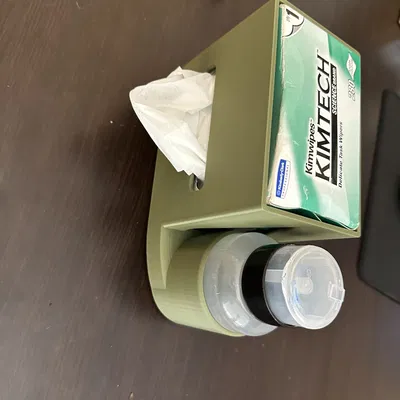 Giá đỡ hộp khăn Kimtech kết hợp với giá đỡ chai