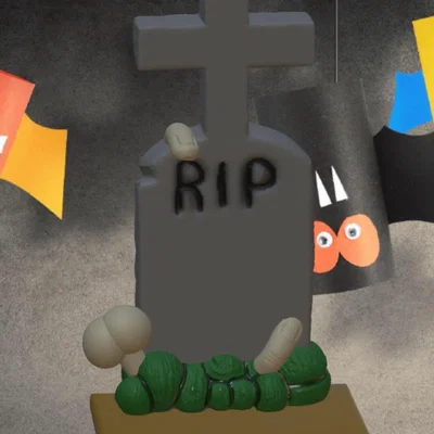 Bia mộ Halloween với xương và ngón tay