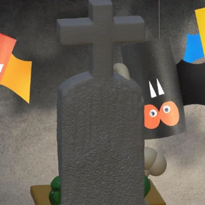 Bia mộ Halloween với xương và ngón tay