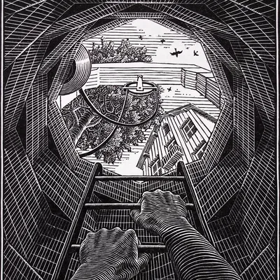 Giếng nước nghệ thuật của M.C. Escher với chi tiết tinh xảo