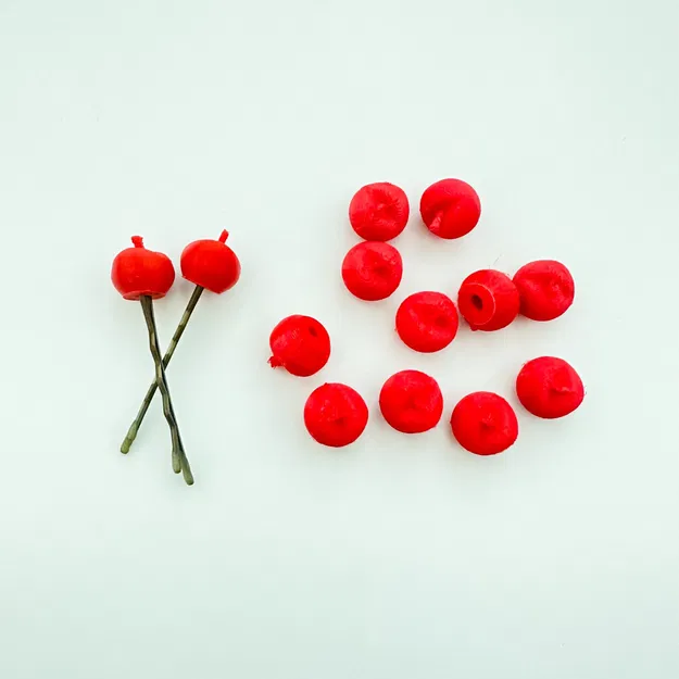 Mô hình phụ kiện tóc hình ốc quế kem mini và quả cherry - Image 3