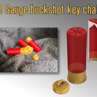 Móc khóa hình đạn 12 Gauge bằng PLA