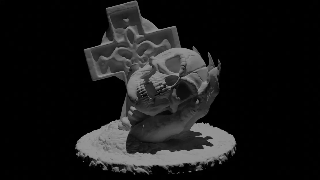 Tượng đầu lâu trên bia mộ cầm tay - Image 1