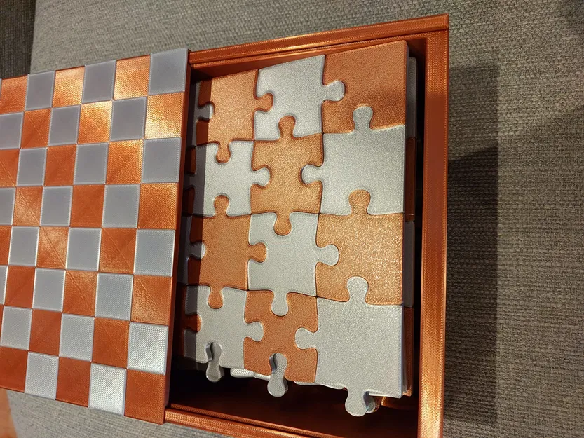 Bộ cờ vua hữu cơ với hộp và bàn cờ ghép hình - Image 3