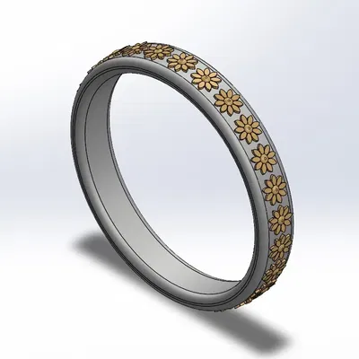 Nhẫn hoa với đường kính 21 mm và chiều rộng 24 mm