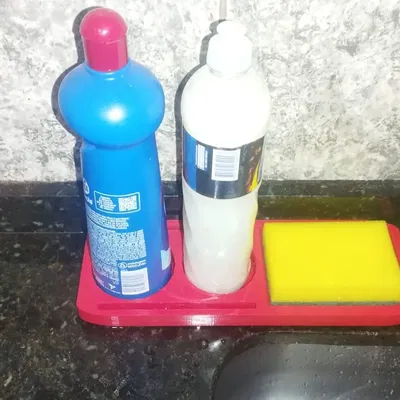 Giá đỡ cho 3 miếng bọt biển và chất tẩy rửa với hệ thố...