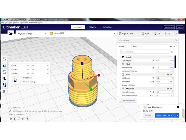 Bộ chuyển đổi NPT đực 1/2" sang NPT đực 1/4 - Image 2