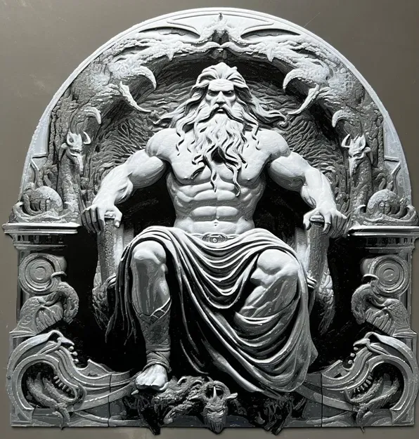 Tượng thần Zeus ngồi trên ngai vàng 22x22cm - Image 1