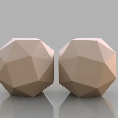 Cụm hình cầu thấp poly: Khối lập phương snub bên trái và bên...