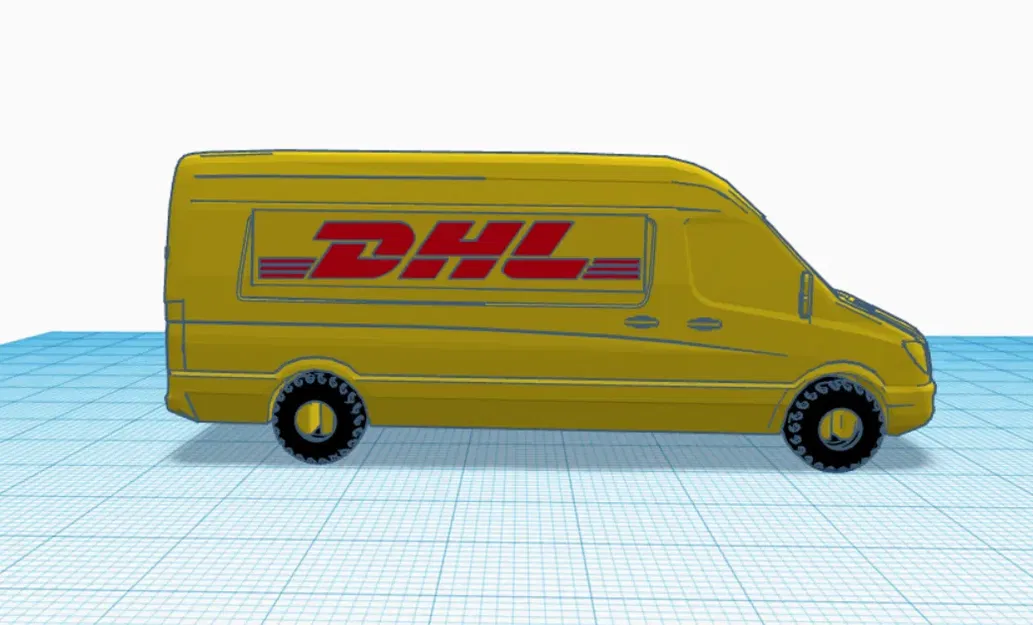 Xe tải DHL với lốp đen và logo màu vàng đỏ - Image 2