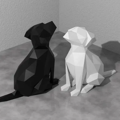 Chó con phong cách Low Poly dễ thương