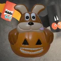Chú chó con dễ thương ngồi trong quả bí ngô Halloween - Thumbnail 1