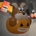Chú chó con dễ thương ngồi trong quả bí ngô Halloween - Thumbnail 4