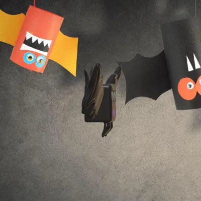 Bướm dơi Halloween hình vuông trang trí mùa lễ hội